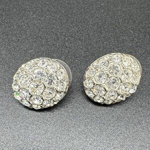 Elegant Silver-Tone Crystal Stud Earrings
